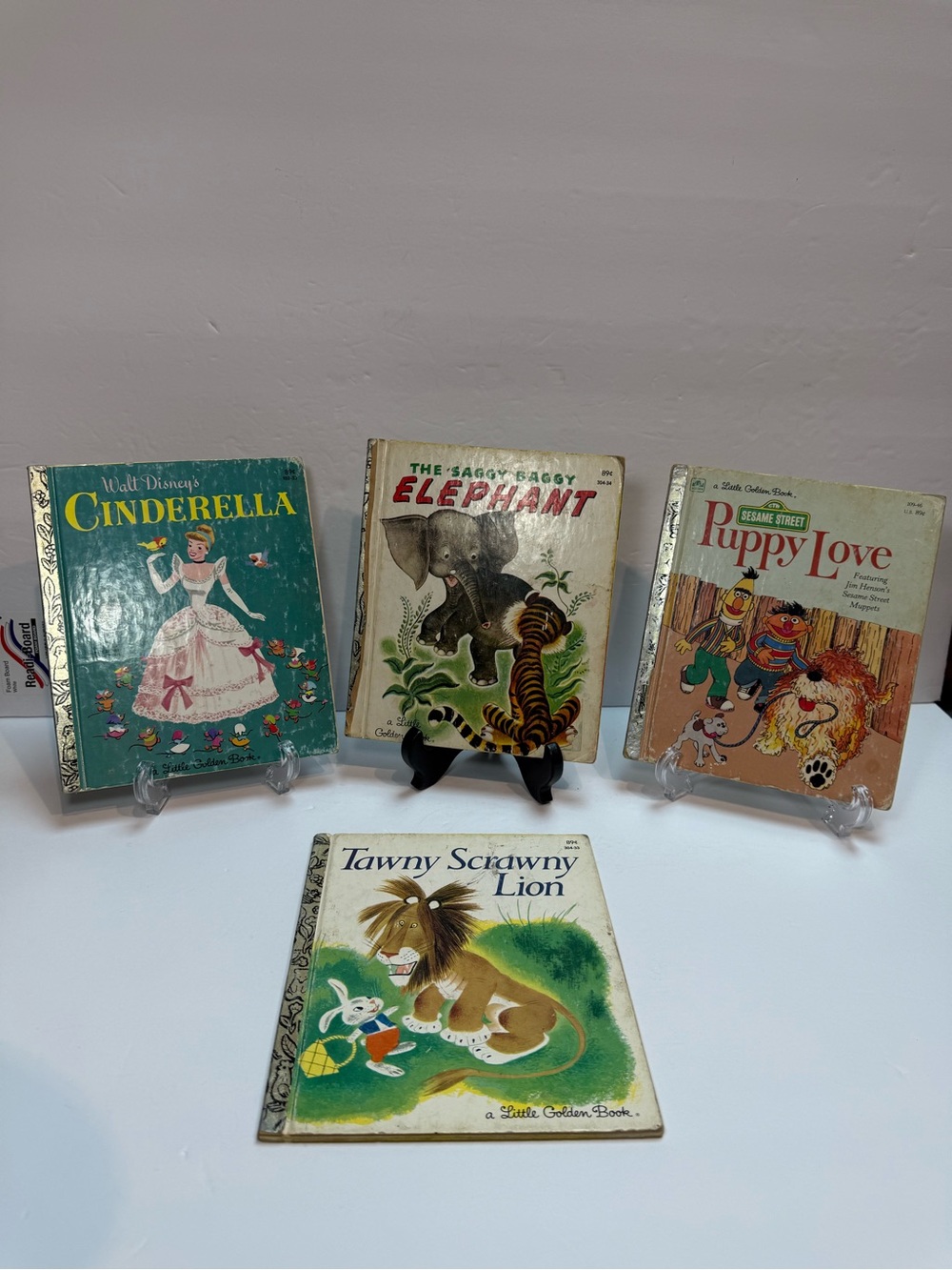 Set of 4 Vintage Little Golden Books 80's - Cinderella/Tawny Lion/Puppy Love
